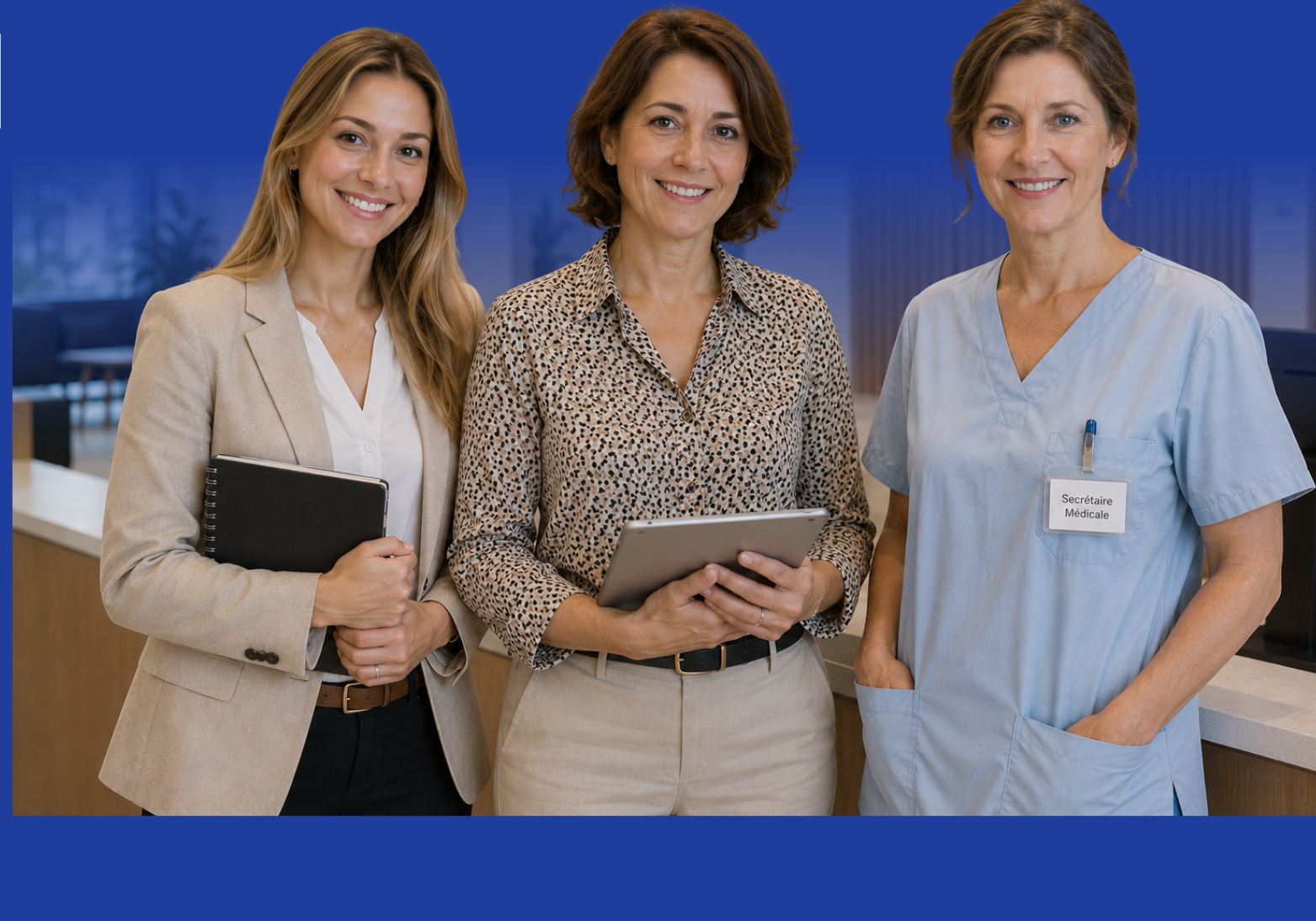 Trois secrétaires médicales souriantes